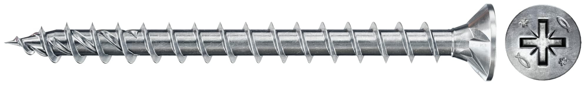 Fischer Fixings Blue 4.5Mm X 45Mm Powerfast Fpf Ii Czf Countersunk Pozidriv Wood Screws, 200 Pack