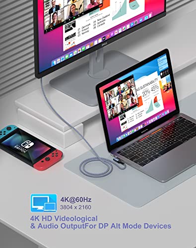 Eversame 2 Pack Usb C To Usb C 3.1 Gen 2 Cable 100W Right Angle Type C Video Output Cable Fast Charging Cable For Oculus Link, Macbook, Ipad Pro, Galaxy S22, Google Pixel(Grey-1.5Ft) #TOP5