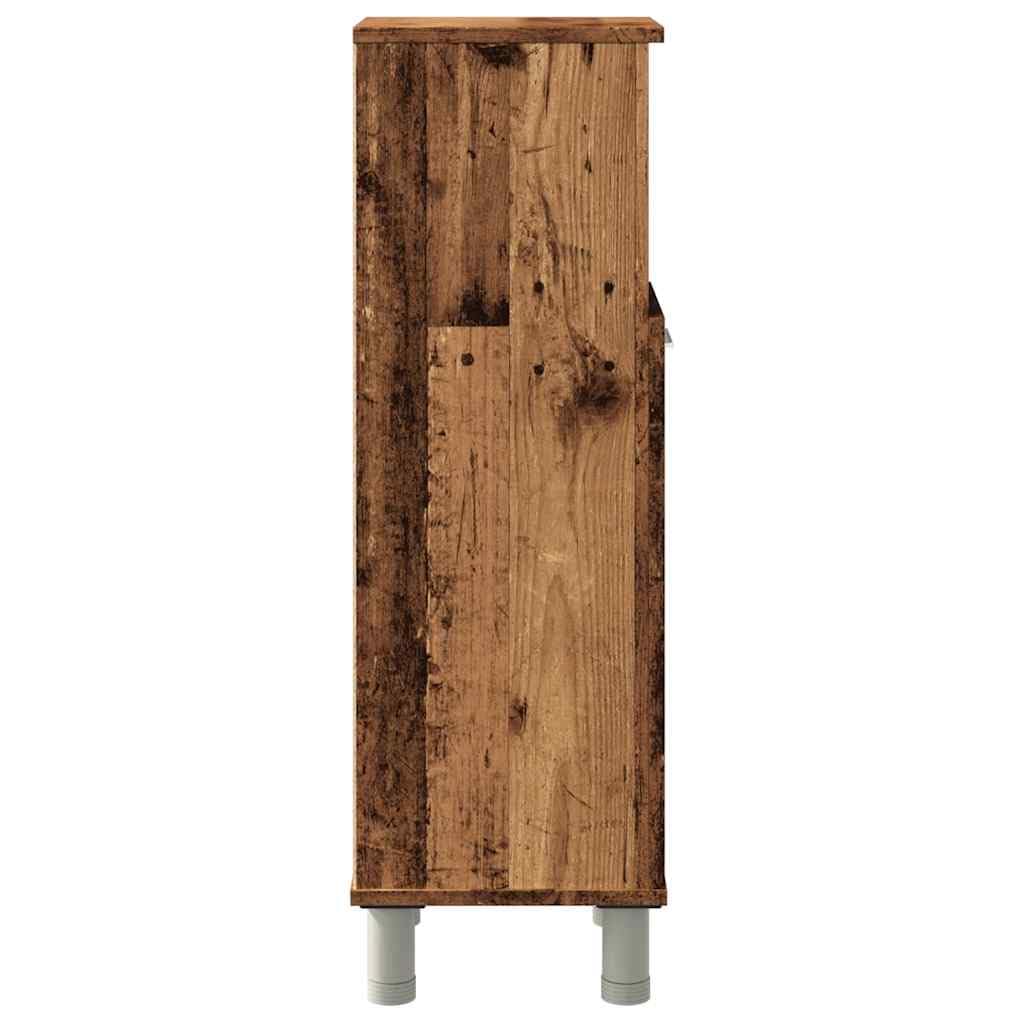 Szafka łazienkowa o wyglądzie starego drewna, 30 x 30 x 95 cm, materiał drewnopochodny, szafka łazienkowa z drzwiami, miejsce do przechowywania środków czyszczących, odporna na wilgoć, trwała