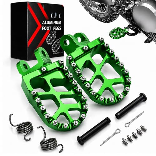 Image of JFG RACING Dirt Bike Foot Pegs for KLX300R /KLR650 /KLX250 /XR650L /CR80R | CNC motorcycle rest footpegs,for KLX300R 97-07 20-24 /KLR650 87-07 /KLX250 06-20 /XR650L 92-24 /CR80R CR80RB CR85R CR85RB,green