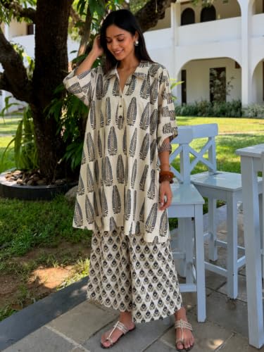 Image of Leriya Fashion Women's Rayon Kurta Pant Set | Casual Style Ethnic Co-ord Set for Women Stylish | Black Print Kurti for Office & Daily Travel Outfit | Oversize Loose Fit Kurta Sets for Woman