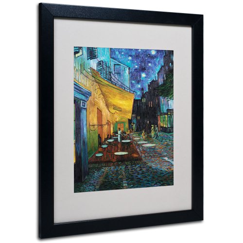 Vincent Van Gogh Cafe Terrace Framed Canvas Art, 16x20, Black