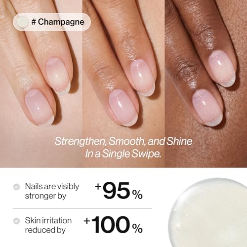 Image of ohora 2-in-1 Sheer Nail Polish & Strengthener - Champagne | Tinted Nail Concealer | Nail Hardener for Weak, Damaged Nails | Nail Care Polish with Glossy Finish | Glazed-Syrup Formula, 15 mL