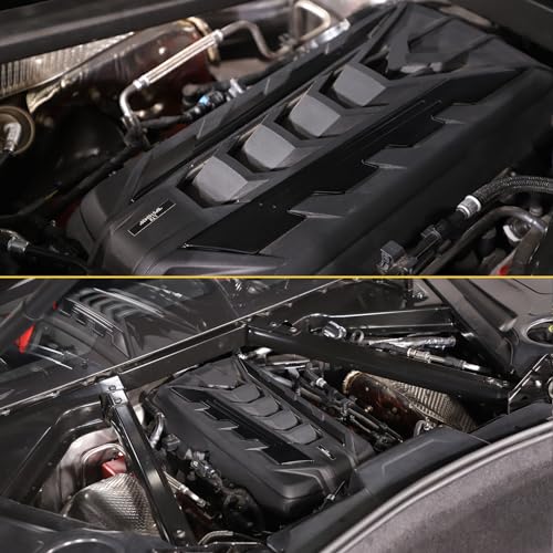 Image of CHEAYAR Engine Bay Panel Cover Compatible with Chevrolet Corvette C8 2020-2023, Engine Shroud Cover Panel Trims, C8 Accessories 2PCS (Engine Compartment Cover-Black)