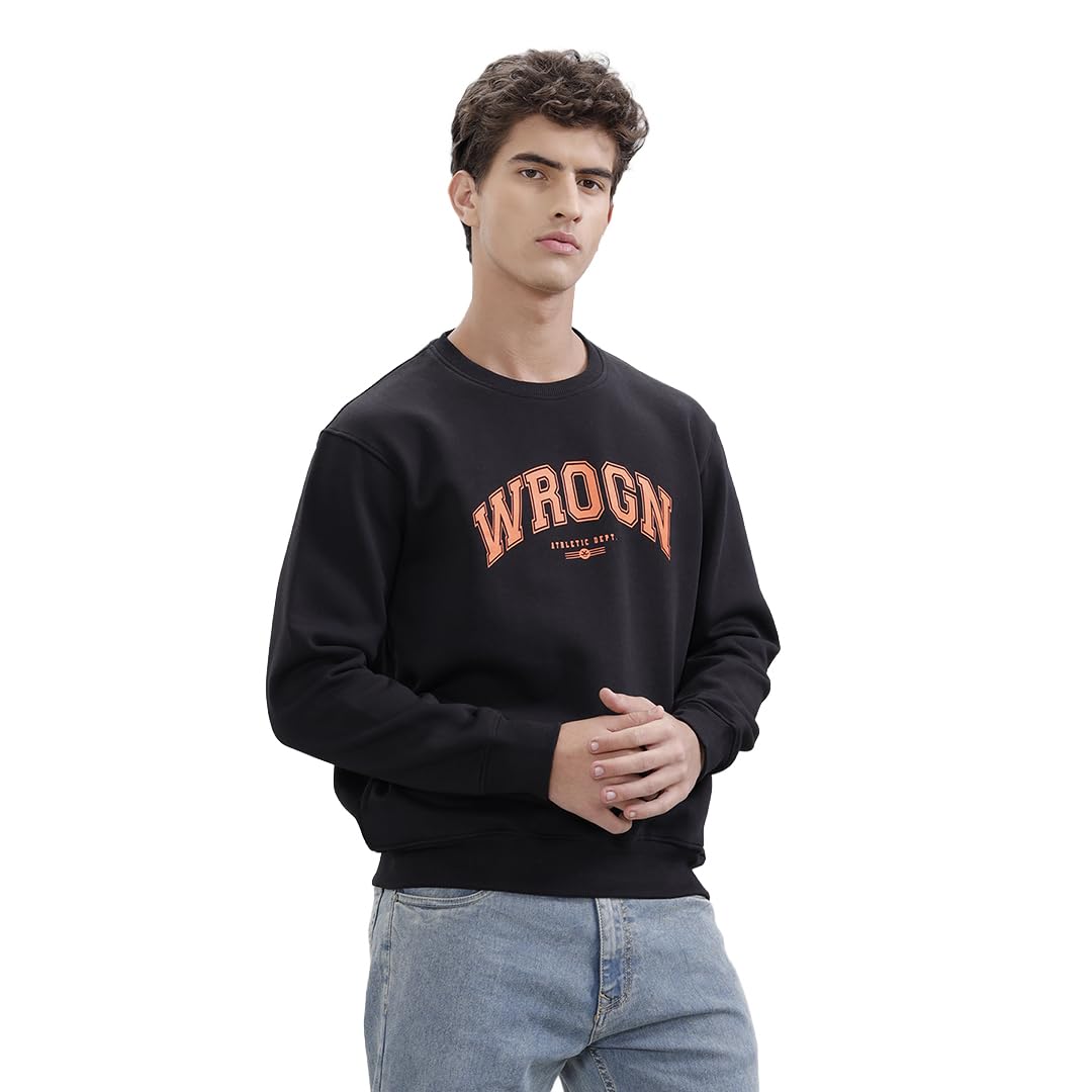 WROGN Men's Cotton Blend Sweatshirt | Graphic Print | Comfort Fit in multi