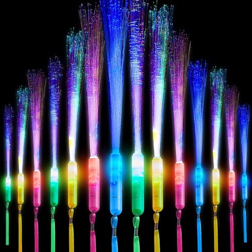 AEAHALY 48 Pieces Light up Wand Glow Sticks Party Supplies Colorful Fiber Optic Wand with 3 Light Modes for Wedding Bridal Birthday Shower Glow in The Dark Party Favors