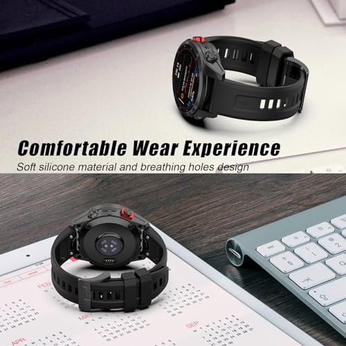 Image of Compatible with Garmin Fenix 7 Watch Band, Silicone Sport Strap for Fenix 6 /6 Pro, 5 /5 Plus, Epix,Instinct Crossover,Approach S60 S62, Forerunner 945, Quatix 6 (No Watch)