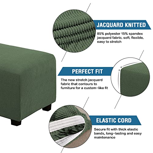 Image of H.VERSAILTEX Ottoman and Sofa Seat Cushion Combined Cover Slipcover Rectangle Sofa Slipcover Fit Length 56'-75' Suitable for L Shaped Seat Cushion Cover or Chaise Part Cover Thick Soft - Bronze Green