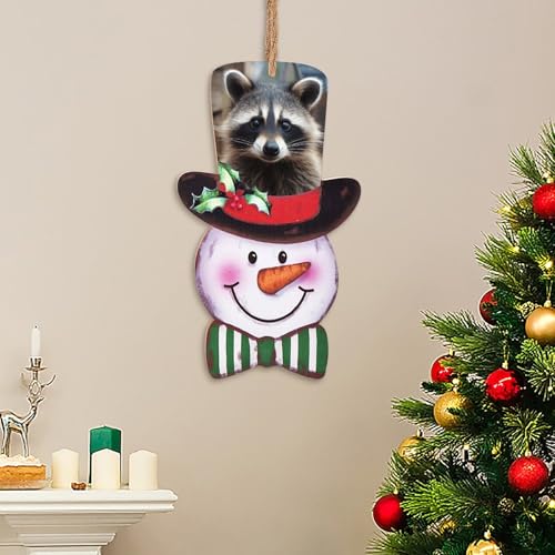 Petit visage de raton laveur en bois à offrir pour une déco de Noël - 6