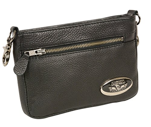 Milwaukee Leather MP8815 Ladies Black Double Zipper Leather Shoulder Bag4