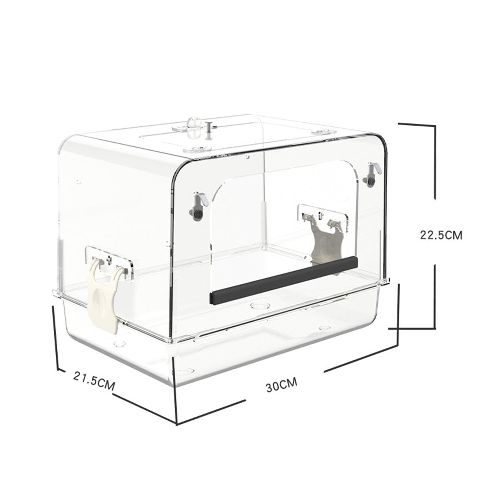 Baño para Pájaros Bañera Acrílica Desmontable con Puerta Antideslizante Ligera Adecuada para Aves Pequeñas Cockatiel Regalo Interior, Claro