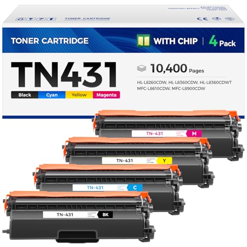 TN431 Toner Cartridge Set 4-Pack Printer Replacement Compatible for Brother TN-431 TN433 TN436 MFC-L8900CDW MFC-L8690CDW HL-L8360CDW HL-L8260CDW MFC-L8610CDW MFC-L8905CDW MFC-L9570CDW HL-L8360CDWT Ink