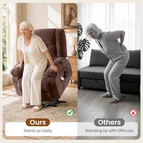 Image of BOSMILLER Electric Power Lift Recliner Chair Sofa with Massage and Heat for Elderly,Lift Chair with Front Pocket & Side Pockets for Living Room