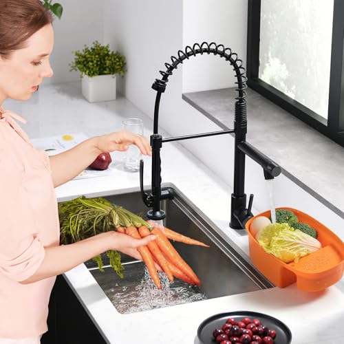Image of Fapully Black Kitchen Faucet,Commercial Pull Down Kitchen Sink Faucet