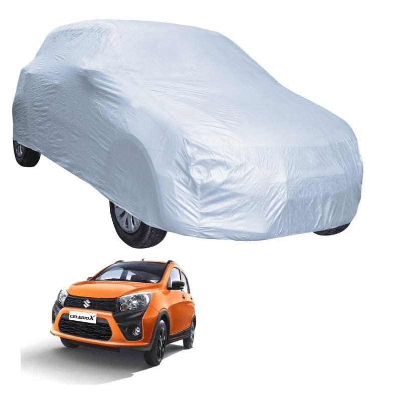 Image of Auto Hub Car Cover Compatible with Maruti CelerioX with Mirror Pocket, Water Resistant, Triple Stitched, CelerioX Car Cover- Plain Silver