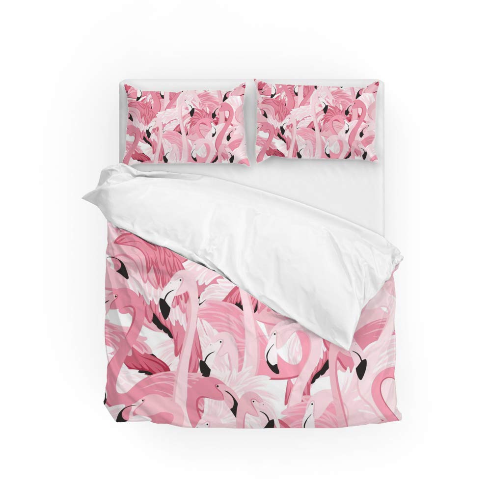 Parure de lit flamant rose en tissu 100% polyester durable, ensemble housse de couette 3 pièces