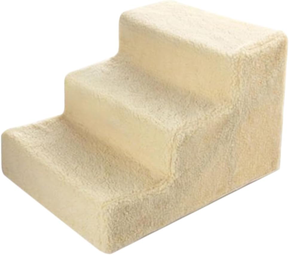 Balacoo Plastic Dog Stair and Cat Ladder for Small to Medium Pets Easy Assembly Pet Steps for Couch and Bed Portable Beige Climbing Ladder for Cats and Dogs