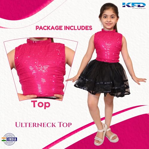 Image of Kaku Fancy Dresses Western Dance Top for Kids Halter Neck Top For Annual Function (ONLY TOP) - Skirt not included