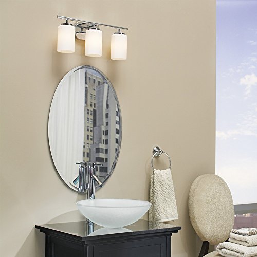 Image of Generation Lighting 41162-05 Oslo Three - Light Wall /Bath Vanity Style Fixture, Chrome, 9 Total Watts, 8.5 Inch Height, 20 Inch Wide, Steel Construction, Cased Opal Etched Glass Shades