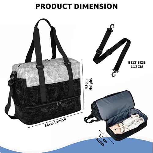 Image of Storite Polyester 43cm Travel Duffle Bag for Woman,Lightweight Water-Resistant Weekender with Carry Straps Large-Capacity Luggage Gym Bag for Men & Women (Grey, 43 x 23 x 34 cm)