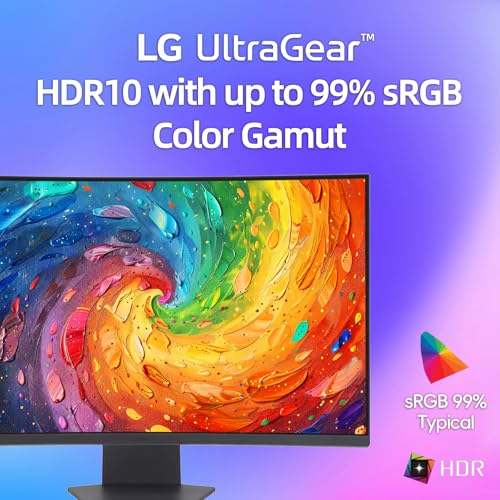 Image of LG 32 Inch UltraGear QHD Curved Gaming Monitor, 180Hz, 1ms, AMD FreeSync, HDR10, 99% sRGB, 1000R Curve, Black Stabilizer, Dual Controller, HDMI & DisplayPort, 3-Side Borderless, Tilt Adjustment, Black