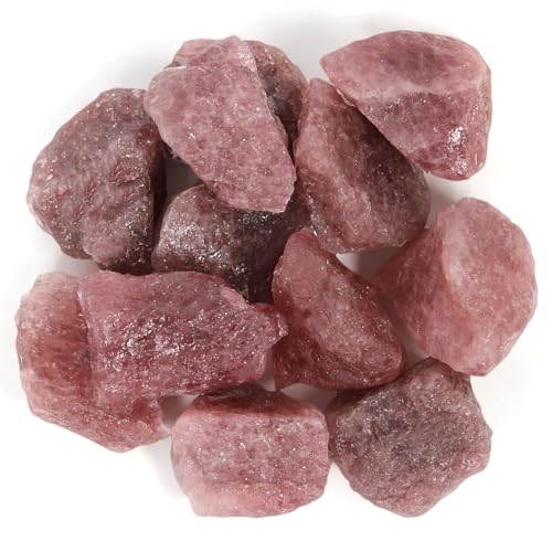 Cuarzo de Fresa Roja en bruto, 500g Piedra Natural, Minerales en bruto, Piedras energéticas de Cuarzo de Fresa Roja, Gemas de cristal en bruto para curación y decoración