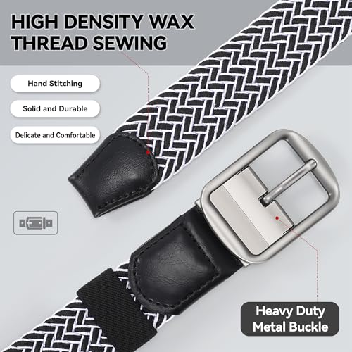 Image of Mile High Life | Braided Stretch Elastic Belts | Pin Oval Solid Black Belt Buckle | PU Loop End Tip Men /Women /Junior Belt