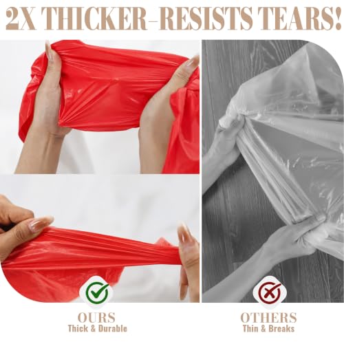 Image of Disposable Tablecloth Roll, 54In x 300Ft Red Plastic Table Cloth Disposable