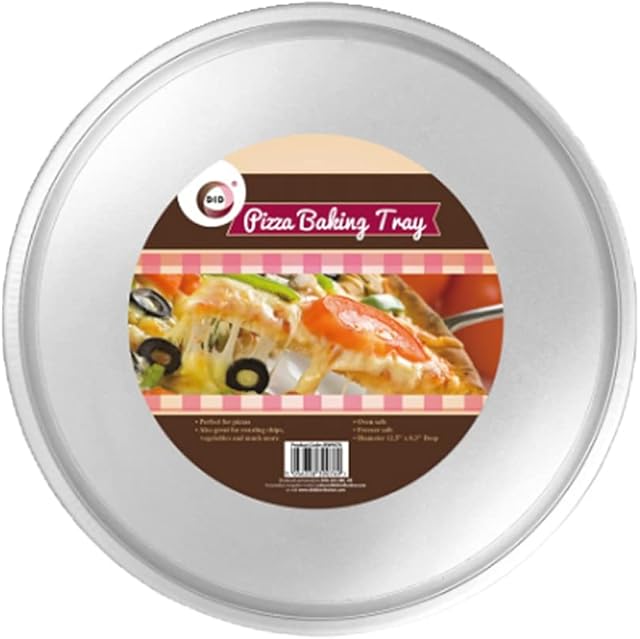 Pizza Baking Tray - 2PC Round Stainless Steel Oven Baking Non-Stick Bakeware Tray for Restaurants and Homemade Pizza Baking, Dishwasher Safe (12.5" x 0.3" (deep))