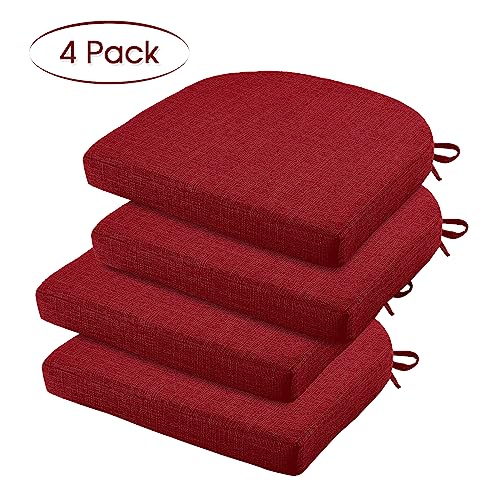 Basic Beyond Chair Cushions For Dining Chairs 4 Pack, Memory Foam Chair Cushion With Ties And Non Slip Backing, 16 X 16 Inches Chair Pads For Dining Chairs(Red) #TOP1