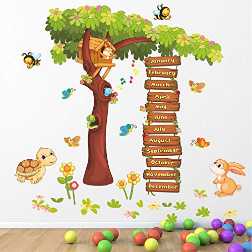 Image of StickMe Months of The Year Kids Learning Education Nursery Pre School Kinder Garden Wall Sticker (Multicolour, Vinyl, Self-Adhesive)