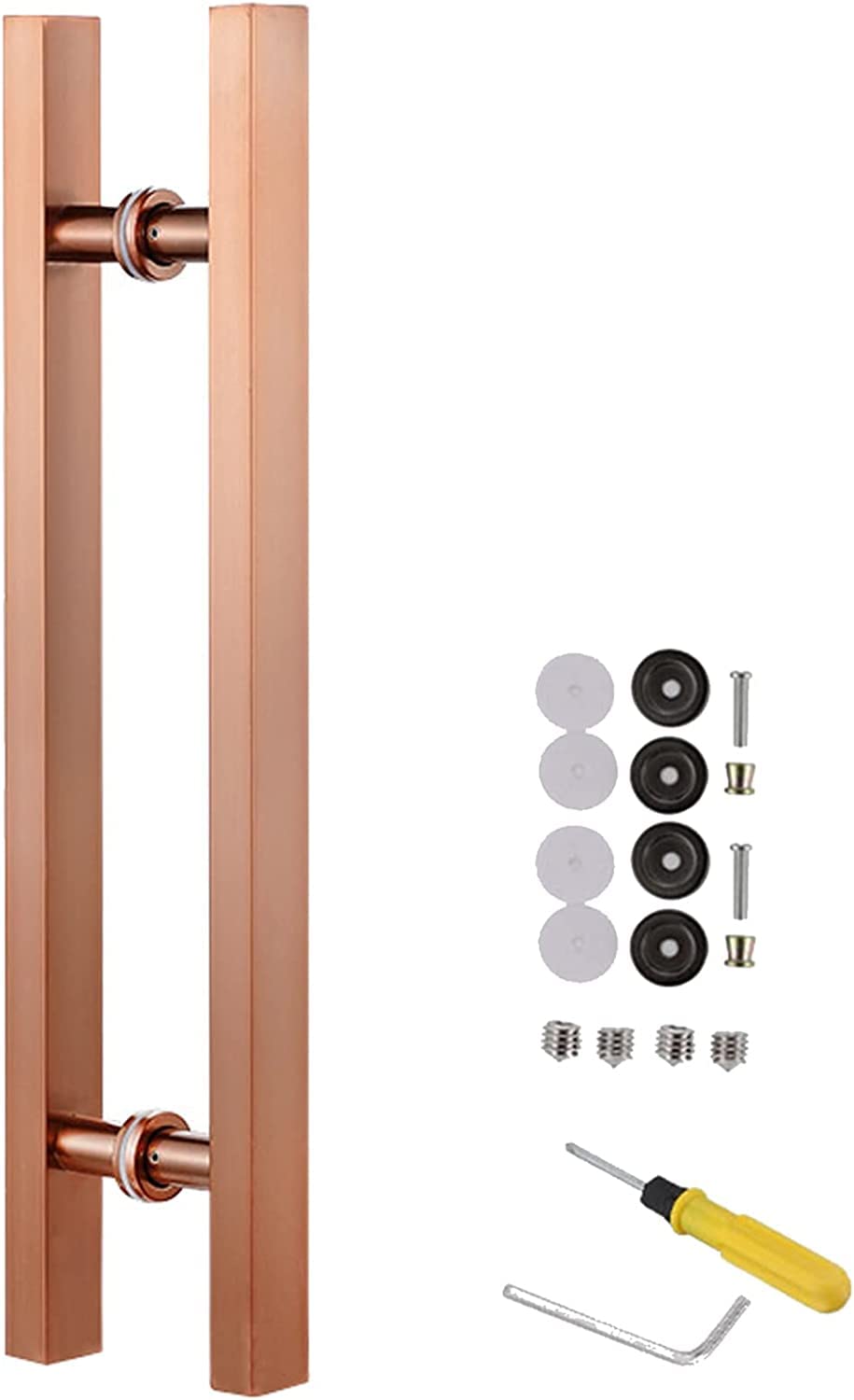 DFGHNBVC Modern Double Sided Push Pull Bar Handle For Sliding Doors, Rustproof Stainless Steel, 50-120Cm Length, Ideal For Barn, Office, Glass, Front Doors - Silver Finish,Rose Gold-80Cm/31 1/2