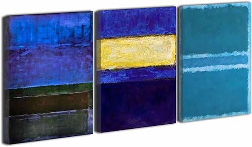 Mark Rothko (enmarcado, 24 x 34 pulgadas), 3 piezas de cuadros abstractos minimalistas de colores, pintura en lienzo Mark Rothko colores cálidos,