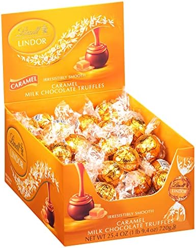 Lindt LINDOR Caramel Milk Chocolate Truffles, Milk Chocolate Candy with Smooth, Melting Truffle Center, Great for gift giving, 25.4 oz., 60 Count