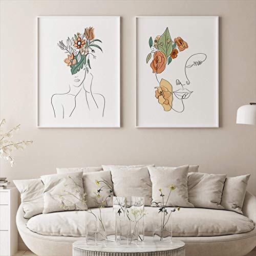 Toile peinture salon nordique contemporaine - Affiche art abstrait 30x40cmx2