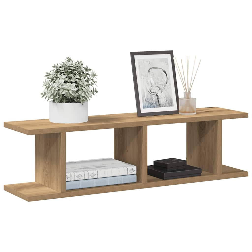 Juego de 2 estantes flotantes de pared de madera de roble Artisan, 75 x 18 x 20 cm, soporta hasta 20 kg, diseño moderno, ahorra espacio, para salón, pasillo, dormitorio y cocina