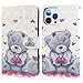 Ailisi iPhone 13 Pro (6,1 Zoll) Hülle, Teddy Bear 3D Muster Handyhülle Schutzhülle PU Leder Wallet Case Flip Case Klapphüllen Brieftasche Ledertasche Tasche Etui im Bookstyle