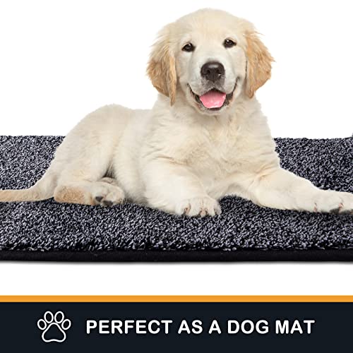 PURRUGS Dirt Trapping Door Mat 31.5" x 47", Non-Slip Machine Washable Entry Rug, Shoe Scraper, Dog Doormat, Super Absorbent Welcome Mat for Front & Back Door, Muddy Shoes & Paws, Bluish Grey-Black