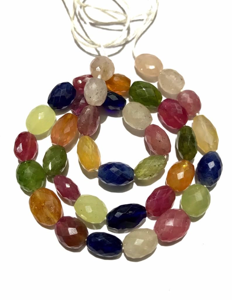 Perles ovales saphir naturel de 9mm pour fabriquer un bracelet unique à offrir en cadeau