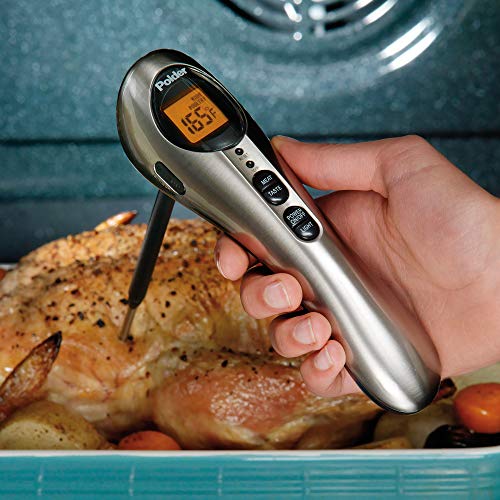 Polder Safe Serve Instant Read Thermometer, 10 Inch Probe, Built-In Torch Light, Grilling, Outdoor Meat Thermomter (Stainless) #TOP3