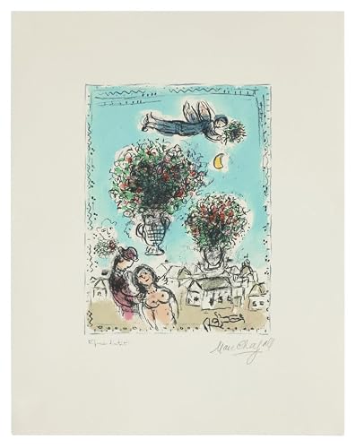 Matvsd Kohecs Marc Chagall Poster Bouquet of blue sky Painting Marc Chagall Surrealism Canvas Prints Abstract Wall Picture for Home Wall Decor 30x45cm Frameless