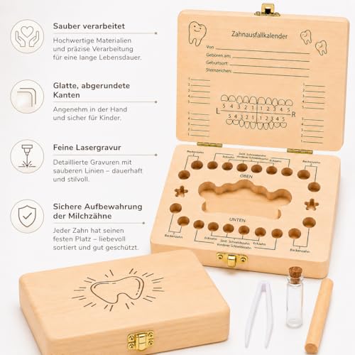 Sunshine smile Milchzahndose aus Holz, Milchzahnbox, Zahnbox für Kinder – Ansicht 5