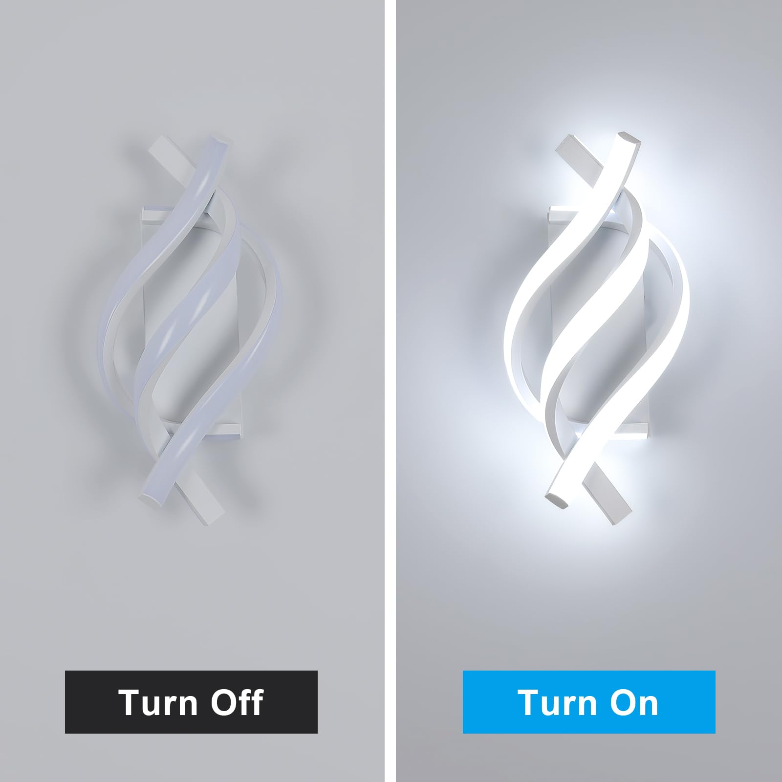 Applique LED Parete Interno, 22W 2500LM Bianco Lampada da Parete Moderno, Creativo Disegno della Curva Lampada a Muro per Camera da Letto Soggiorno Corridoio Sala Pranzo, Luce Fredda 6500K