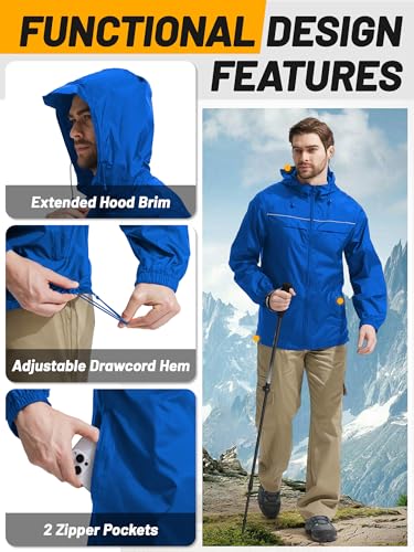 Image of SWISSWELL Mens Rain Jacket & Coats Packable Lightweight Waterproof Rain Shell Hooded for Golf Travel Hiking