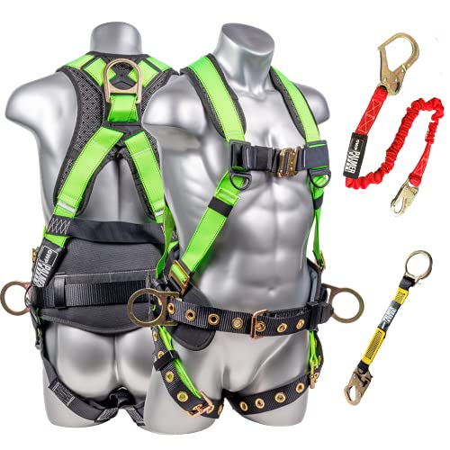 Image of Palmer Safety Fall Protection Safety Harness Hammerhead Series Safety Kit I Premium Harness + Lanyard + D-Ring Extender Kit