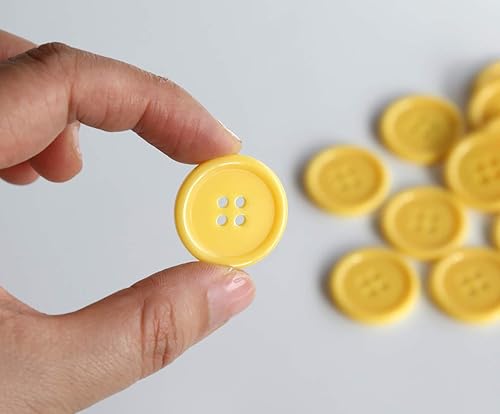 Miniatura 10 de 100 botones negros de 1 pulgada (0.984 in) botón de resina de 4 agujeros para coser y manualidades de bricolaje