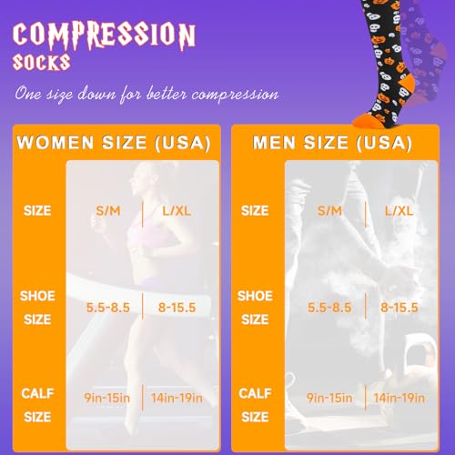 Halloween Compression Socks for Women Circulation Compression Socks 20-30 mmhg Best for Running,Nurse,Travel4