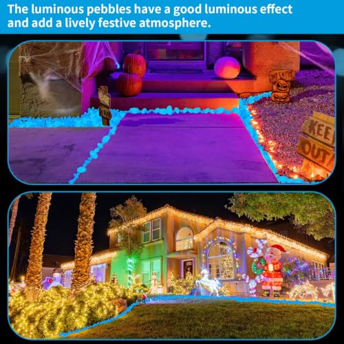Image of Landical 300 Pcs 1.8 Inch Large Glow in The Dark Rocks Glow in The Dark Pebbles Outdoor Bule Fish Tank Rock Aquarium Gravel Luminous Stone for Landscaping Walkway Succulent Plant Decor, 4700g /10.36lbs