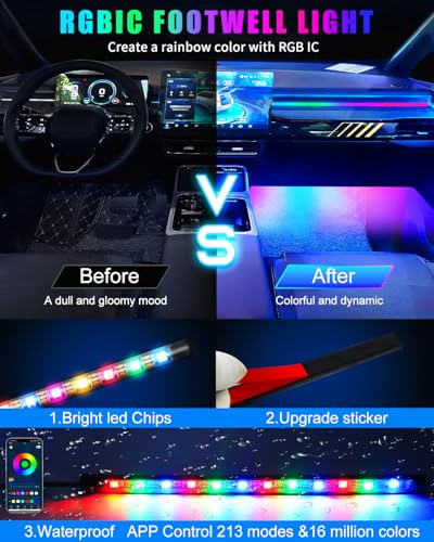 Luces de neon para coche bajo el salpicadero con control App 3