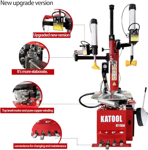 Image of KATOOL 2.0HP Tire Changer Bead Blaster Wheel Balancer Machine Combo with Motorcycle Adaptor Tire Changer Machine Tire Machine, Inside clamp14-26 inch with φ8 Inch Cylinder (24lbs Adaptor)
